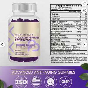 Integratore Gommoso Avanzato 9-in-1 NAD+ Resveratrolo Biotina con Peptidi <span class=keywords><strong>di</strong></span> Collagene Vitamina D3 K2 per la Bellezza Cellulare e la Cura dei Capelli negli Adulti - Product Image 3