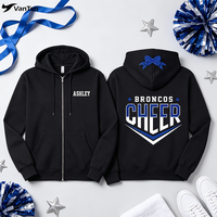 Sweat-shirt à capuche unisexe avec logo personnalisé brodé, fermeture éclair, cordon de serrage, pour cheerleading, danse, gymnastique et vêtements d'équipe