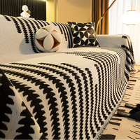 Housse de canapé en chenille géométrique moderne de luxe, imperméable, anti-griffures pour chat, résistante à la saleté, coussin d'automne-hiver 180*130cm