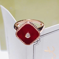 Vente en gros d'anneaux personnalisés en argent sterling 925, anneaux ajustables en or plaqué 18 carats, porte-bonheur, trèfle à quatre feuilles