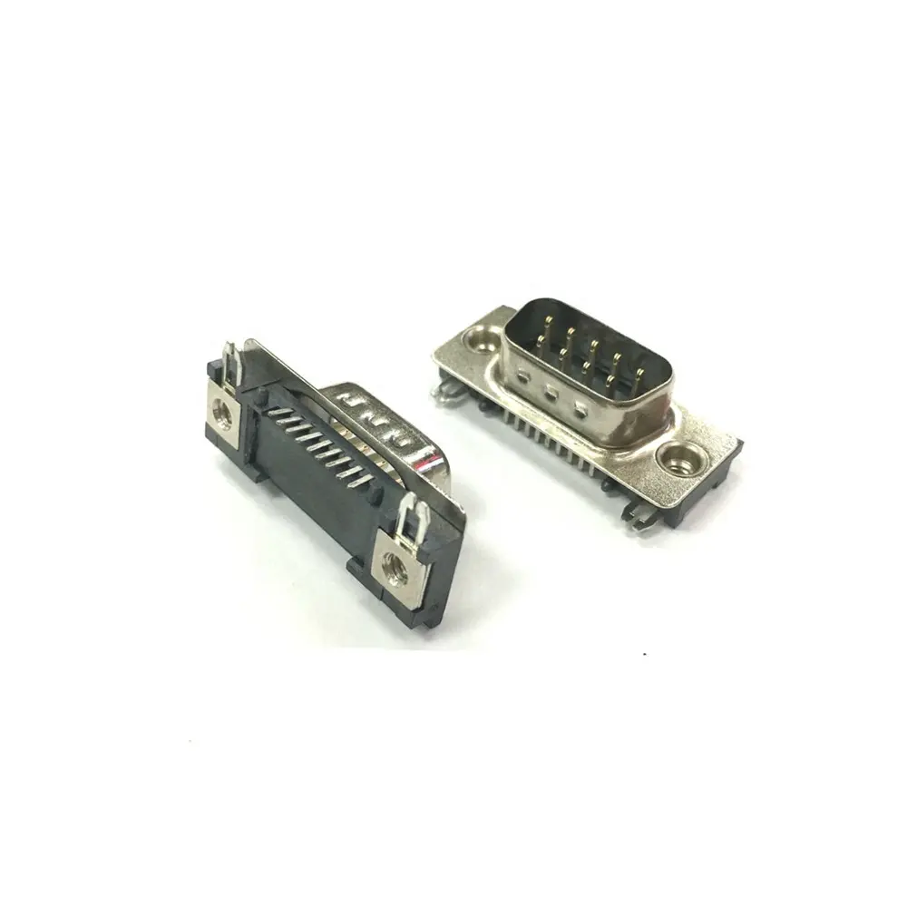 Taidacent sin soldadura RS232 9 Pin Terminal RS232 RS485 placa de terminales de ángulo recto SMD DB9.Metal conector macho