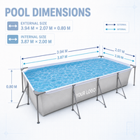 Piscine familiale rectangulaire en acier, grande piscine hors sol pour jardin, ensemble de piscine extérieure