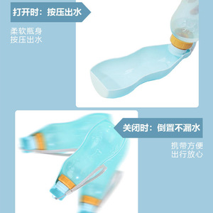 Bouteille d'eau portable pour animaux de compagnie 350 ml pour chiens et chats, utilisation en extérieur avec poignée et motif de patte - Product Image 3