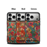 Denior |   Étui portefeuille magnétique imprimé en liège avec porte-cartes motif floral compatible avec les séries Apple 17/16/15/14/13/12