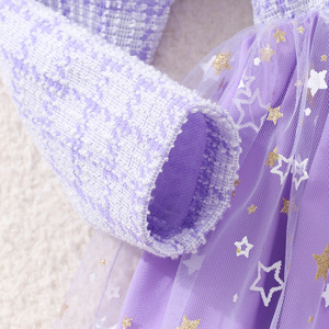 Vestido de malla con estrellas y mangas largas para niñas, estilo nuevo, con bolso pequeño - Product Image 5