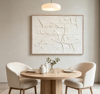 Toile abstraite à texture épaisse, peinte à la main, effet plâtre 3D, art mural, œuvre d'art minimaliste aux tons neutres