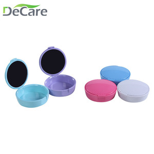 DeCare Denture Storage Case Round <b>Plastic</b> With Holes And <b>Mirror</b> Portable For Oral Care - Product Image 5
