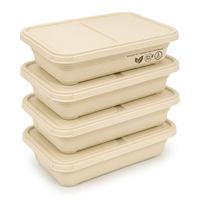 Contenants alimentaires en plastique à deux compartiments, boîtes à lunch jetables pour plats à emporter, adaptés à une utilisation dans les restaurants.