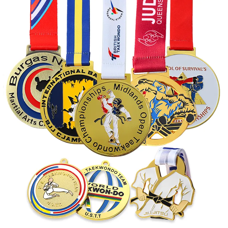 Kişiselleştirilmiş özel tekvando Karate uluslararası madalya Metal 2d 3D madalya altın Kung Fu jif Jiu Jitsu Judo kickboks madalya