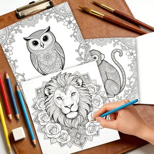 Livre de coloriage <span class=keywords><strong>Mandala</strong></span> <span class=keywords><strong>animaux</strong></span>, carnet personnalisé, impression de livres, peinture anti-stress, cadeau éducatif, livre de coloriage pour enfants et adultes - Product Image 2