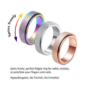 Mode Sand Blast Glitter Roségold Silber Farbe Trau ringe Titan Edelstahl Zappeln Spinning Angst <span class=keywords><strong>Ring</strong></span> für Männer - Product Image 2