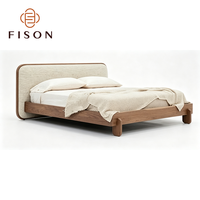 Lit double rembourré en bois massif, style moderne minimaliste, pour chambre à coucher, petit appartement, hôtel, maison d'hôtes, 1,5/1,8 m, personnalisable
