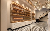 Tienda de repostería de madera sólida, diseño Interior, fabricante de tienda de dulces