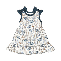 Robe pour filles, bébé, enfant, sans manches, impression florale personnalisée, nœud et volants, robe une pièce pour adolescentes, vente chaude