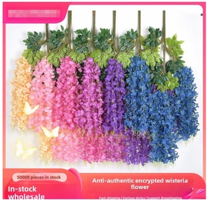 Flor de glicinia artificial del fabricante para decoraciones de boda Flor de frijol colgante Pasillo de ratán Navidad Día de la madre - Product Image 5