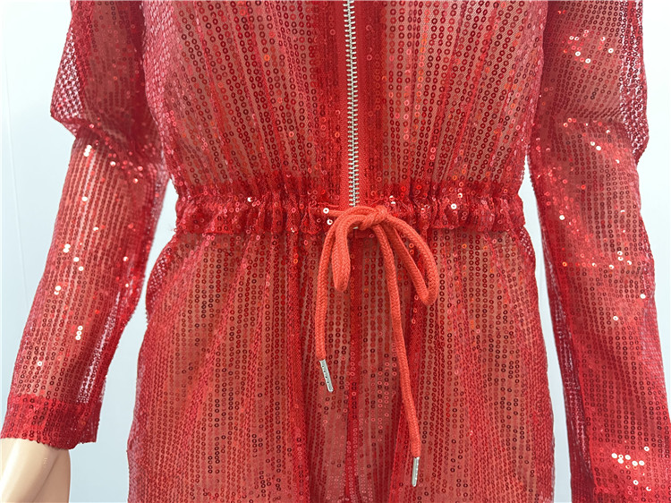 M941-women fashion long sleeve sparkly sequin jumpsuit for ladies one piece jumpsuit