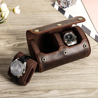 Petite boîte de rangement personnalisée pour montre de voyage en rouleau de cuir Crazy Horse CF1137
