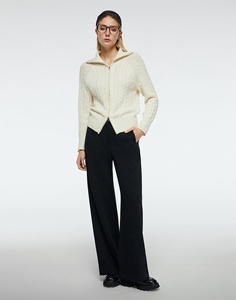 Giacca <span class=keywords><strong>Cardigan</strong></span> da donna con colletto alto in lana Cashmere lavorato a maglia e Zip - Product Image 3