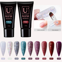 Nouveautés OEM/ODM Marque privée Gel dur poly acrylique scintillant 57 couleurs scintillantes Gel LED UV pour extension d'ongle