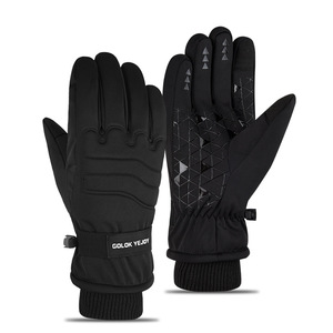 Golok Yejoy Gants de ski d'hiver pour hommes, noirs, thermiques, coupe-vent, antidérapants, avec sangle de poignet réglable, pour le cyclisme et les activités de plein air - Product Image 1