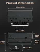 Refroidisseur d'air pour processeur upHere 6 Heat Pipes, ventilateur silencieux PWM 120 mm, dissipateur thermique sans éclairage RGB pour PC