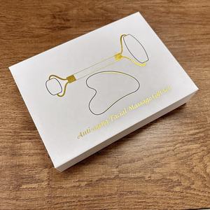 スキンケアツール100% ナチュラルホワイトジェイドフェイスマッサージストーン化粧品ツールカスタムフェイシャルジェイドローラーGua Shaキット - Product Image 4