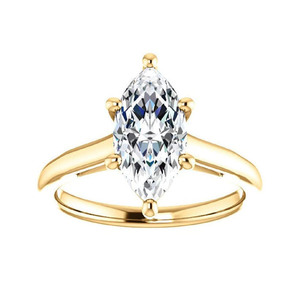Bagues de fiançailles classiques solitaires en or jaune massif 10K, faites à la main, avec moissanite taille marquise 1CT-5CT, certifiées IGI - Product Image 4