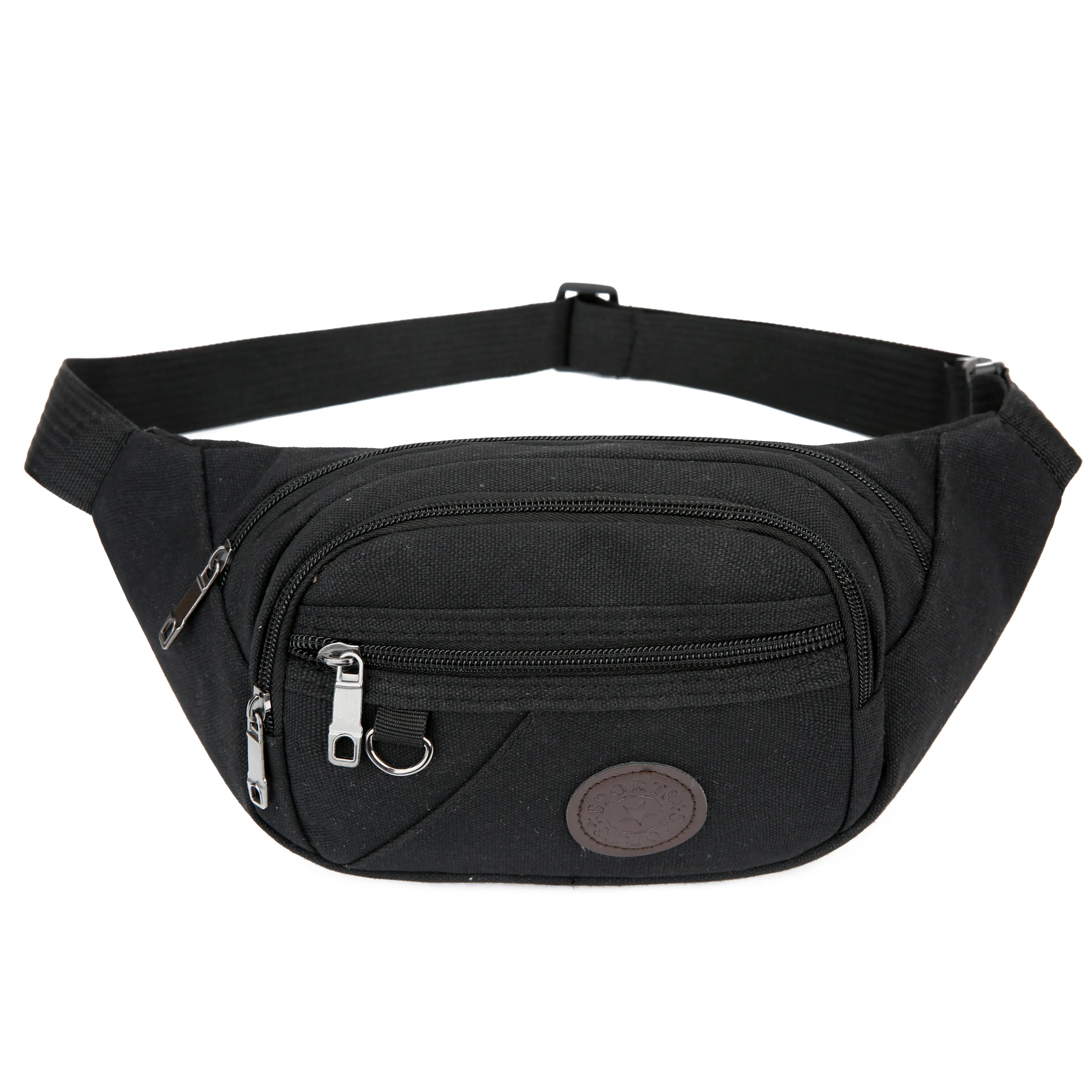 Factory Custom Logo Unisex Outdoor Sports Portable Running Hiking Cycling Waist Bag Black Waist Bag