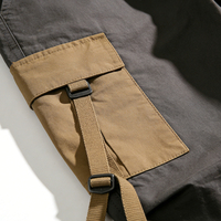 Pantalon cargo homme streetwear bicolore patchwork imperméable éco-responsable avec logo personnalisé, multi-poches, tactique, joggers, avec sangles