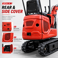 Mini-excavatrice sur chenilles de 180 mm, excavatrice compacte pour travaux agricoles et aménagement paysager sur sols meubles