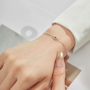 Dylam Stylish Women Fine Jewelry <b>Bangle</b> <b>Bracelets</b> 925 Sterling <b>Silver</b> Evil Blue Eye Sapphire 5A Zirconia Link Chain <b>Bracelet</b> - Product Image 4