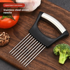 304 Stainless Steel Manual Meat Tenderizer with Onion Needle Slicer PP Kitchen Tool for Loosening Meat Fork Holder Onion Insert - Product Image 2