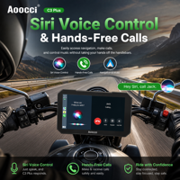 Aoocci C3 Plus 5 İnç 12V ACC USB Çift Güçlü Motosiklet TPMS Ekranı IP67 Kablosuz Motosiklet CarPlay Navigasyon Monitörü