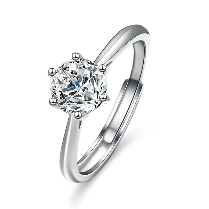 Nieuw Ontwerp Verstelbare Moissanite Def Geplatineerde Ring Zilver Luxe Bloem Kroon Voor Vrouwen Trouwringen Verlovingsringen