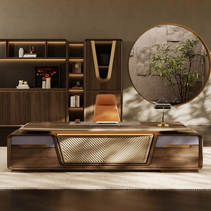 Escritorio de Oficina Ejecutivo Moderno de Madera MDF con Base de Acero, Diseño Modular, Muebles de Oficina de Lujo, Fácil de Ensamblar - Product Image 6