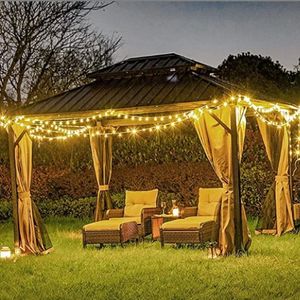 Moderno de lujo de gran tamaño de doble techo arco marco pabellón Gazebo Acero al aire libre pérgola impermeable aluminio polvo capa naturaleza - Product Image 1