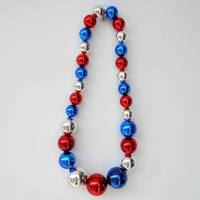 Collar de cuentas patriótico rojo, blanco y azul, accesorio de plástico audaz y extragrande para el 4 de julio, Día de la Independencia, ligero, ideal para fiestas.