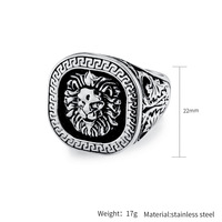 Bague en acier inoxydable Bague pour homme en acier inoxydable avec tête de lion en fonte d'or et argent