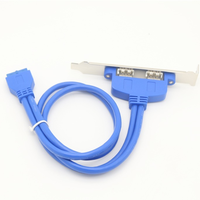 Cable deflector USB 3,0 de doble puerto hembra de 20 pines, soporte de placa con ranura, accesorio de placa base con aislamiento de nailon PTFE de PVC
