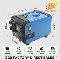 Chauffage diesel tout-en-un OkyRie AX52H 5KW à triple tension avec thermostat LCD et télécommande pour camping-car
