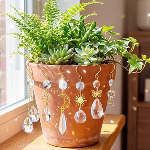 Envío Directo, Maceta Moderna Minimalista Hecha a Mano, Cadena Atrapasueños de Cristal, Prisma de Corazón, Decoración Colgante de Flores - Product Image 5