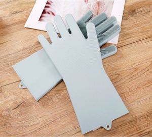 Reusable Gray Silicone Dishwashing Gloves With <b>Brush</b> Scrubber Rubber <b>Scrubbing</b> Gloves for Dishes - Product Image 6