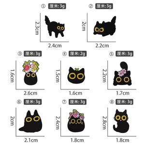 Broches de gatos negros bonitos de dibujos animados, broche de solapa de flor de Metal duro, alfileres esmaltados, regalo de joyería divertido para amigos - Product Image 4