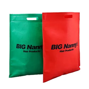 factory price Eco Friendly Recyclable Custom Logo Handled Style flat Non-woven Material Die Cut Handle Non Woven D Cut Bag