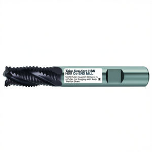 Fresa de extremo HSS-Co estándar Ttake TA1419 con recubrimiento de TiAlN, helicoidal de 30 grados, 4 filos para desbaste con vástago Weldon - Product Image 2
