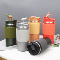 Nouvelle tasse à café de luxe en acier inoxydable 304 à double paroi avec manchon en silicone, isolation thermique, tasse portable pour voiture