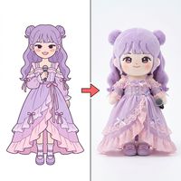Jouets en peluche personnalisés, faible MOQ, Poupée chanteuse à double chignon lavande, Robe Lolita rose lavande à volants en dentelle, Figurine de dessin animé avec micro portable