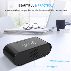 Nuevo reloj digital personalizado 15W cargador inalámbrico inteligente 3 en 1 reloj despertador carga inalámbrica multifunción calendario temperatura