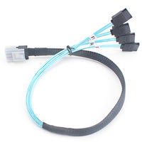 12Gbps 50cm Mini SAS 4i SFF8087 36P sampai 4 SATA 7P kabel mini-sas SFF-8087 ke 4 kabel SATA kabel Data kabel pemisah