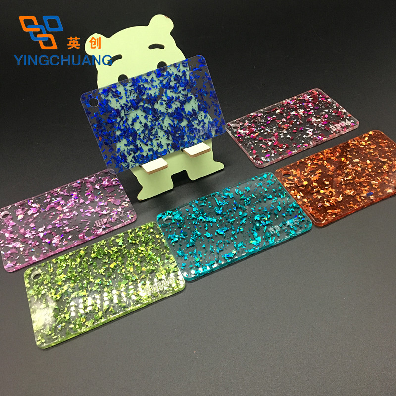 Yingchuang Customized Pattern Acrylic Sheet High Gloss 1220*2440mm 5mm Colorful Glitter Marble Cast Acrylic Sheet for Decoration